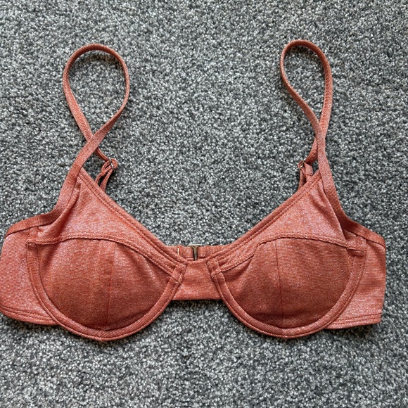 Xhilaration Swim Juniors' Rust Metallic Sparkle Underwire Bikini Top - small 0-2 - Picture 2 of 5